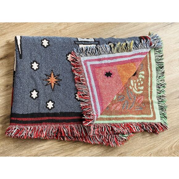 Woven Tapestry Throw Blanket Christmas Wise Men Child Born Bethlehem Reversible - Picture 14 of 16